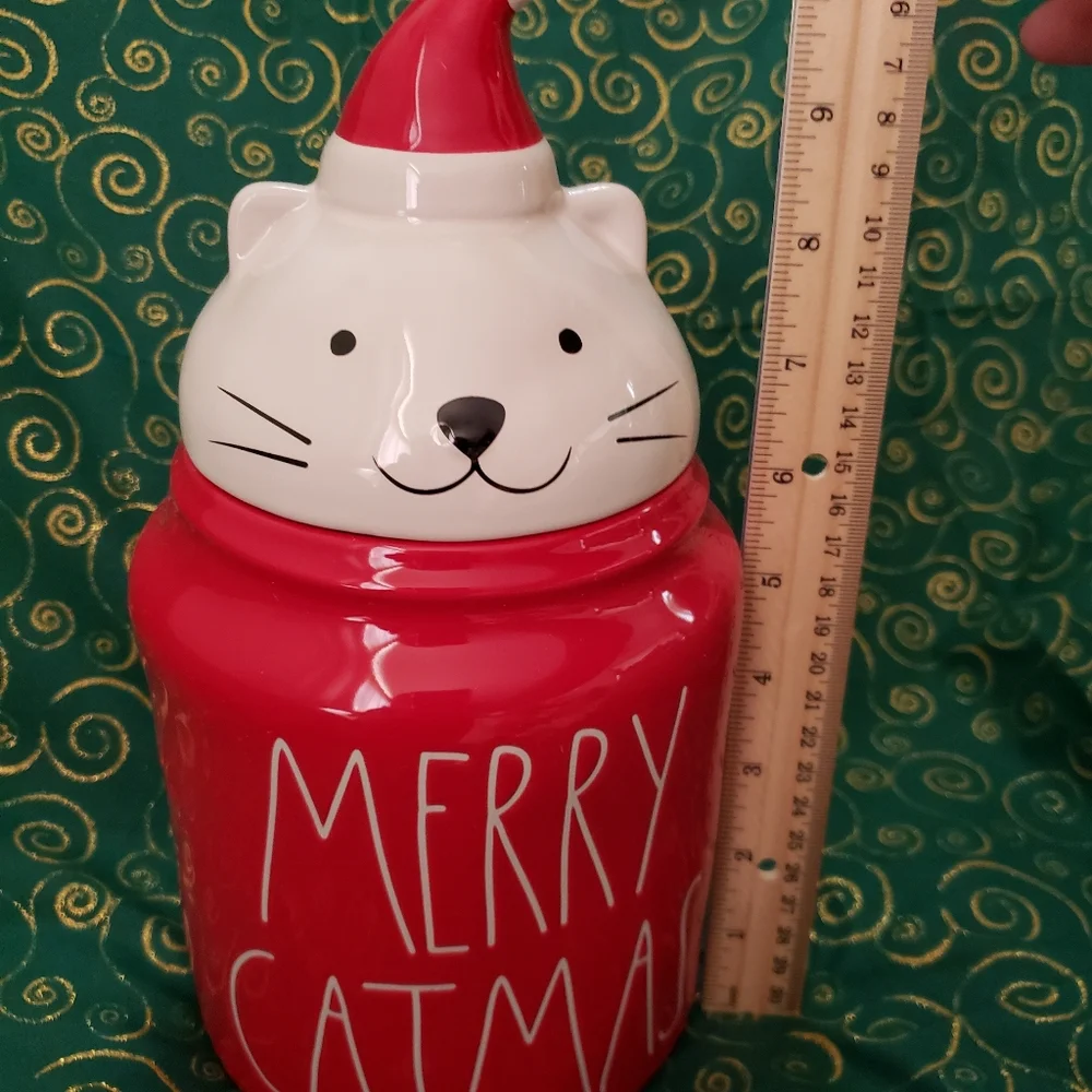 Rae Dunn Merry Catmas canister holiday Christmas cat kitty
